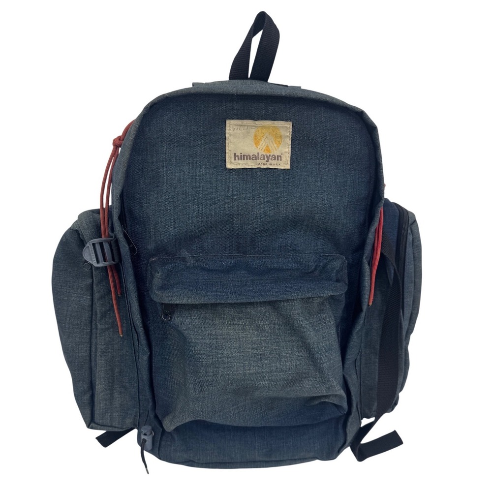 Vintage Himalayan Backpack Made‎ in USA Blue Canvas Hiking Daypack Large Pocket